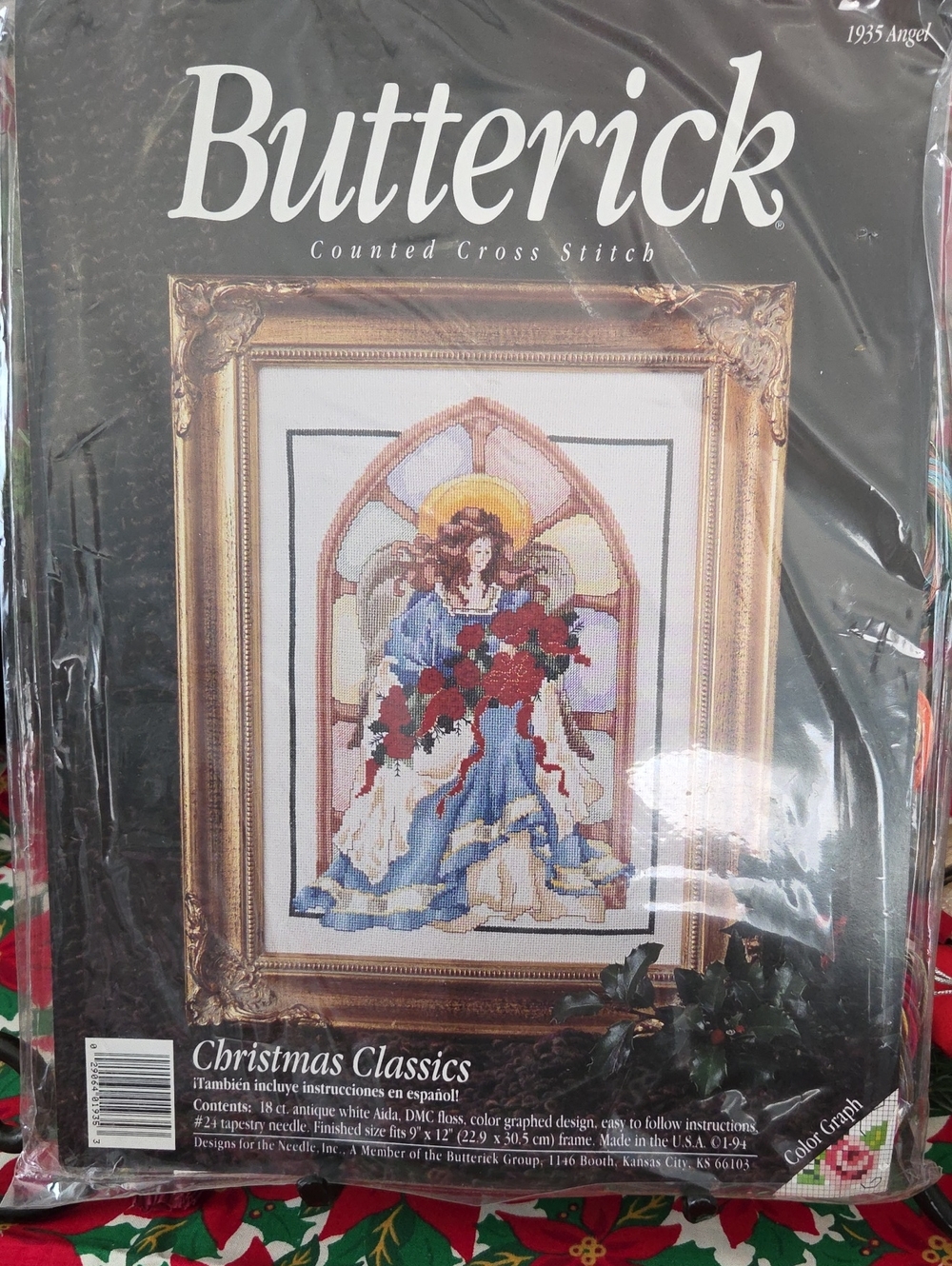 Butterick 18ct. Counted Cross Stitch Christmas Angel Kit  Finished Size 9x12.